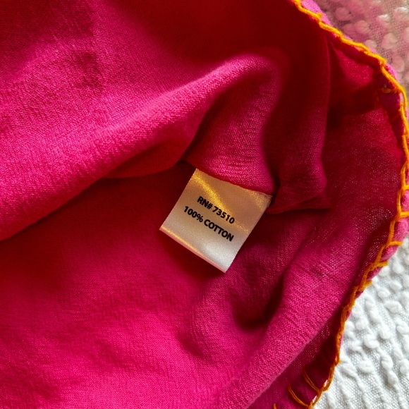 Ivy Jane hot pink top with orange embroidery and tassles size xs - Picture 4 of 6